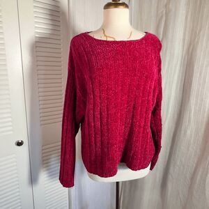 Ship N' Shore Sweater Size L Women’s Vintage Velvet Textured Overlay Sweater